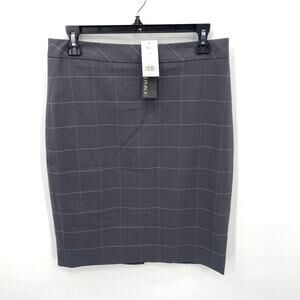 BANANA REPUBLIC NWT Grey Windowpane Wool Blend Pencil Skirt // 6
